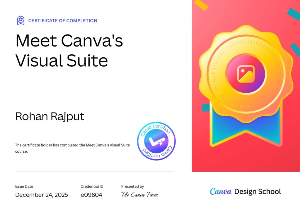 rohan rajput meet canva's visual suite certificate page 0001